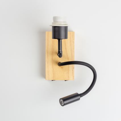 Brilagi - Luminária infantil de parede flexível LED BOBO WOOD 1xE27/25W/230V + LED/3W carvalho/preto/branco/motivos de animais