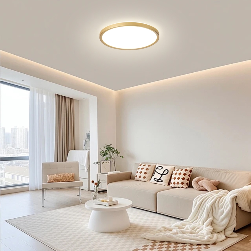 Brilagi - LED Candeeiro de tecto para casa de banho ULTRA SLIM LED/24W/230V Ø 42 cm dourado IP54