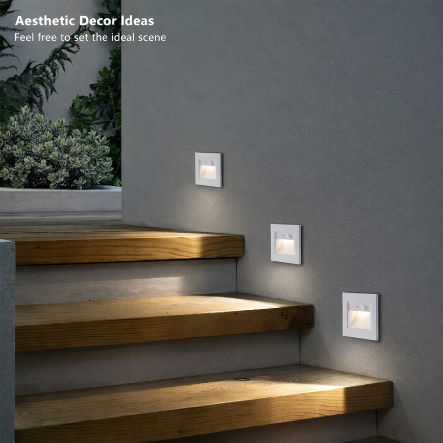 Brilagi - Luminária de escada LED com sensor STEP LIGHT LED/1,5W/230V IP44 branca