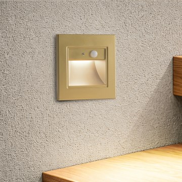 Brilagi - Luminária LED para escadas com sensor STEP LIGHT LED/1,5W/230V IP44 dourada