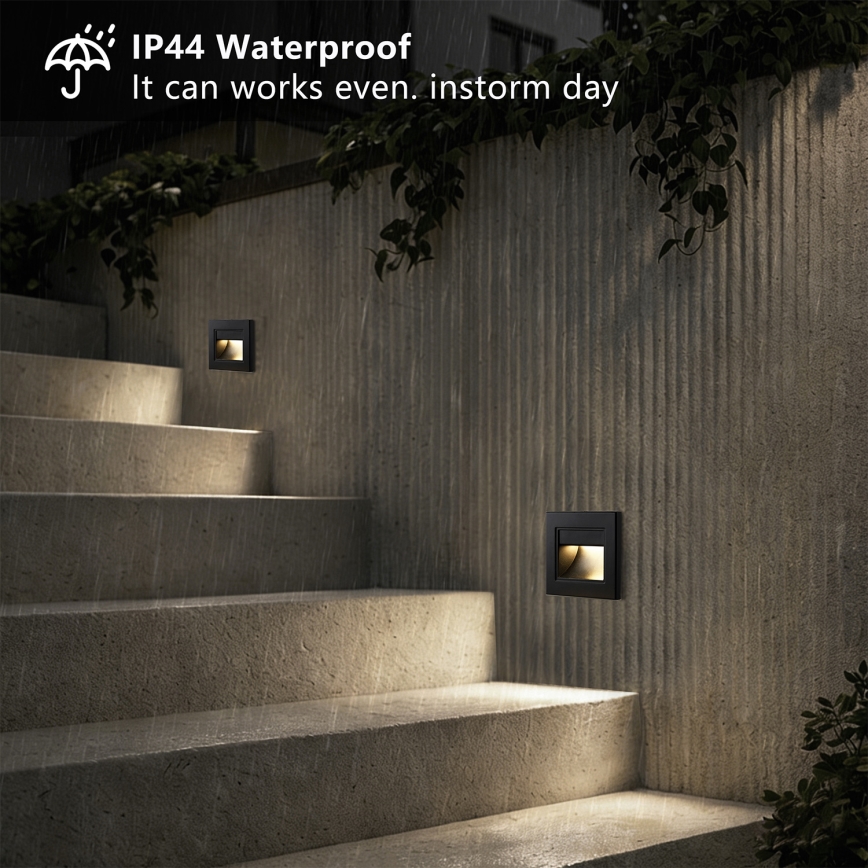 Brilagi - Luminária LED para escadas STEP LIGHT LED/1,5W/230V IP44 preta