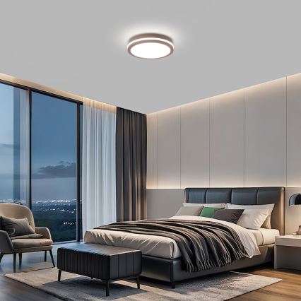 Brilagi - Luminária LED de exterior com sensor BENE LED/24W/230V Ø 26 cm cor castanha IP54