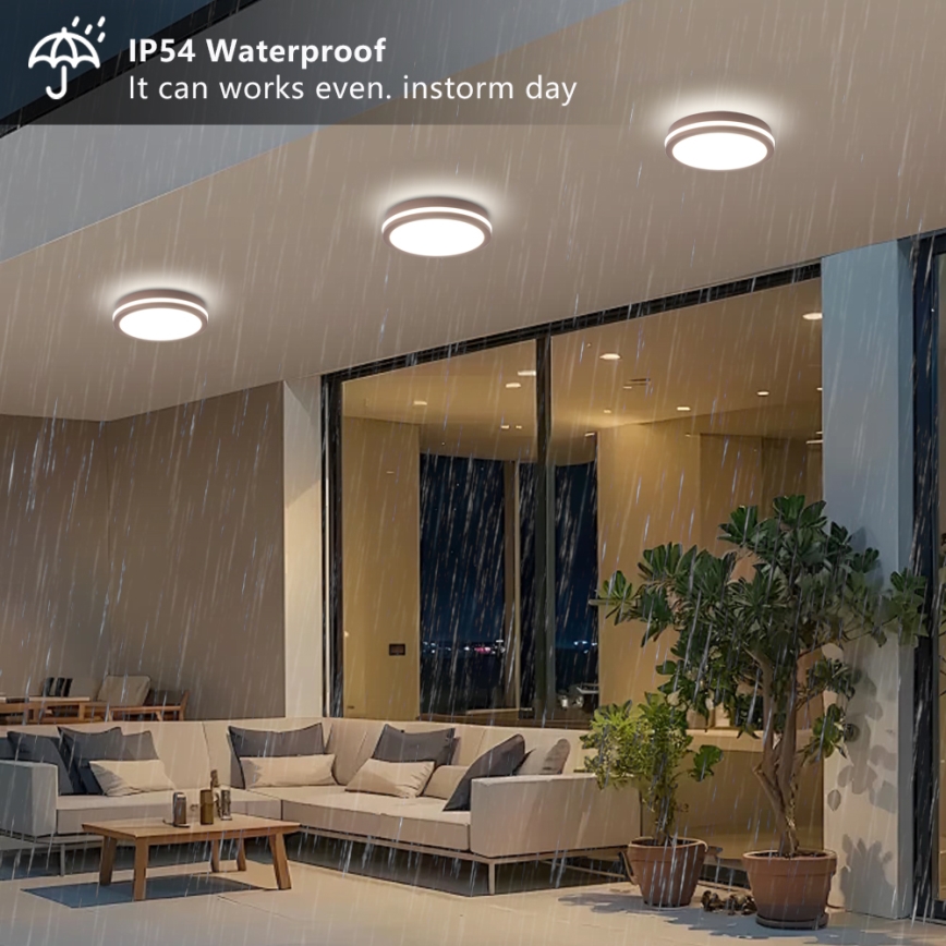 Brilagi - Luminária LED de exterior com sensor BENE LED/24W/230V Ø 26 cm cor castanha IP54