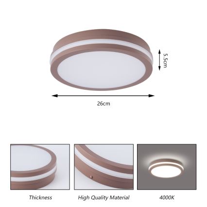 Brilagi - Luminária LED de exterior com sensor BENE LED/24W/230V Ø 26 cm cor castanha IP54