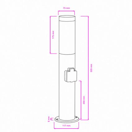 BRILAGI - Candeeiro LED de exterior com tomada ELIA 1xE27/7W/230V 4000K IP44 50 cm antracite