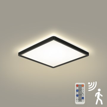 Brilagi - Luminária LED Regulável com sensor de movimento e crepúsculo ULTRA SLIM LED/18W/230V 30x30 cm + controlo remoto