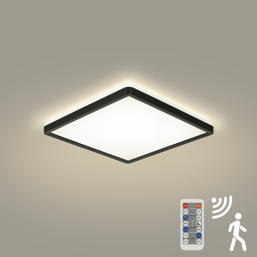 Brilagi - Luminária LED Regulável com sensor de movimento e crepúsculo ULTRA SLIM LED/18W/230V 30x30 cm + controlo remoto