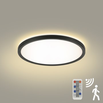 Brilagi - Luminária LED Regulável com sensor de movimento e crepúsculo ULTRA SLIM LED/18W/230V diâmetro 30 cm + controlo remoto