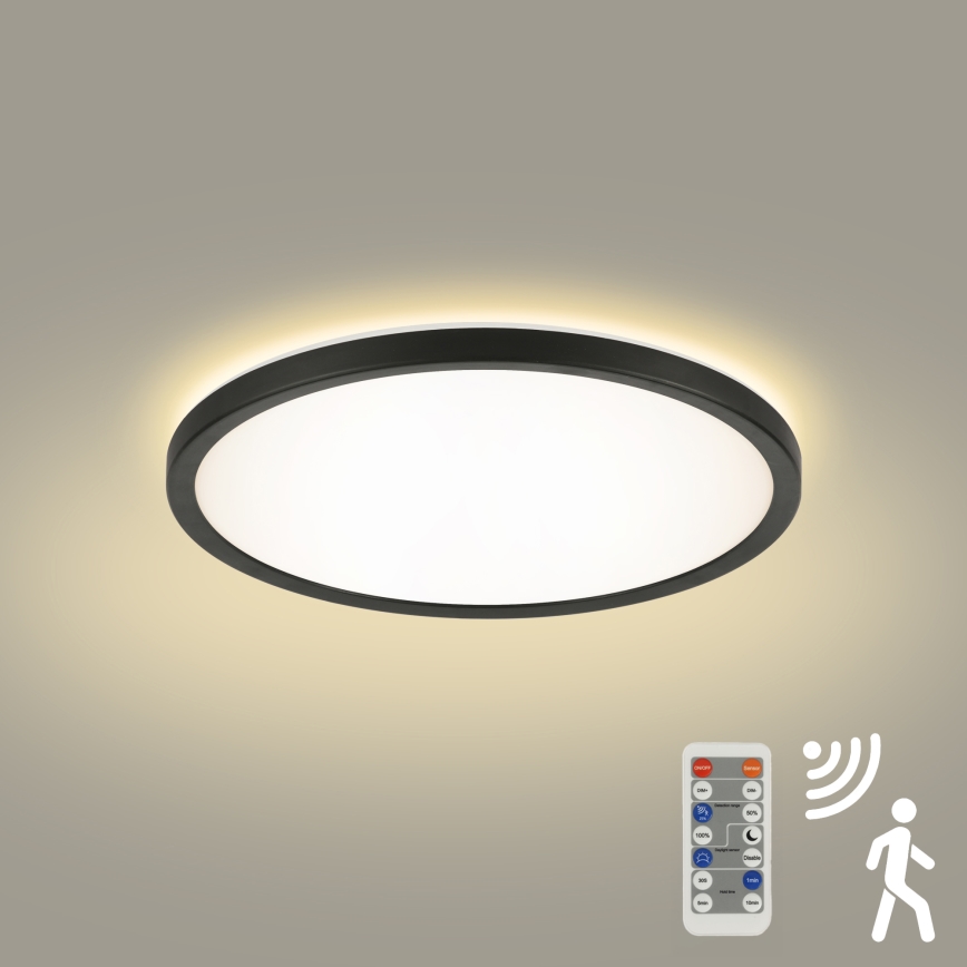 Brilagi - Luminária LED Regulável com sensor de movimento e crepúsculo ULTRA SLIM LED/18W/230V diâmetro 30 cm + controlo remoto