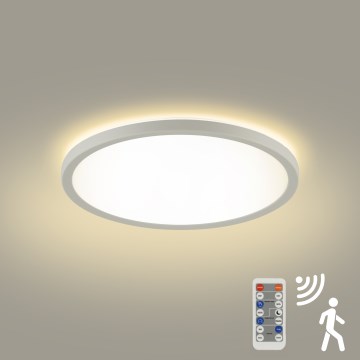 Brilagi - Luminária LED Regulável com sensor de movimento e crepúsculo ULTRA SLIM LED/18W/230V diâmetro 30 cm + controlo remoto