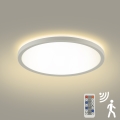Brilagi - Luminária LED Regulável com sensor de movimento e crepúsculo ULTRA SLIM LED/24W/230V diâmetro 42 cm + controlo remoto