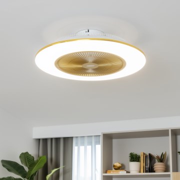 Brilagi - Luminária LED Regulável com Ventilador AURA LED/38W/230V 3000-6000K dourado + controlo remoto