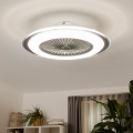 Brilagi - Luminária LED Regulável com Ventilador RONDA LED/48W/230V 3000-6000K prata + comando à distância