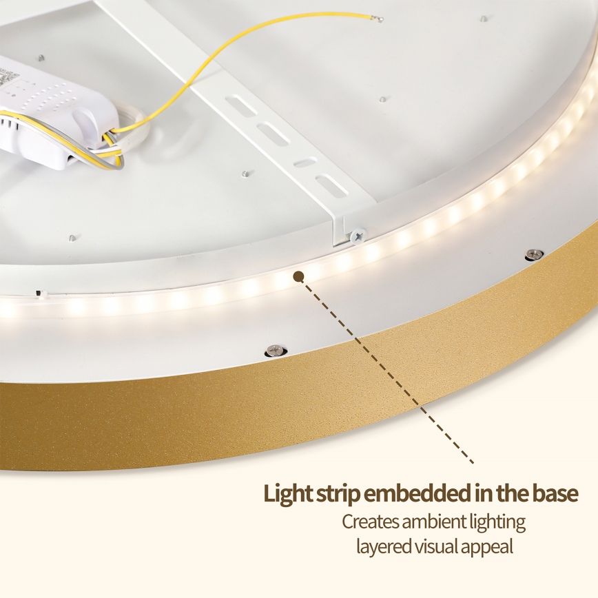Brilagi - Luminária de teto dimerizável GLASS POOL DOUBLE LED/48W/230V 3000-6000K 40 cm dourada + comando remoto