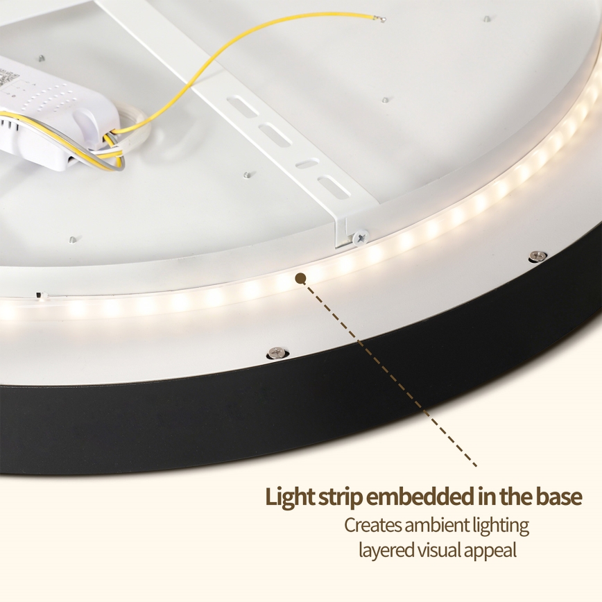 Brilagi - Candeeiro de teto LED dimerizável GLASS POOL DOUBLE LED/48W/230V 3000-6000K 40 cm preto + controlo remoto