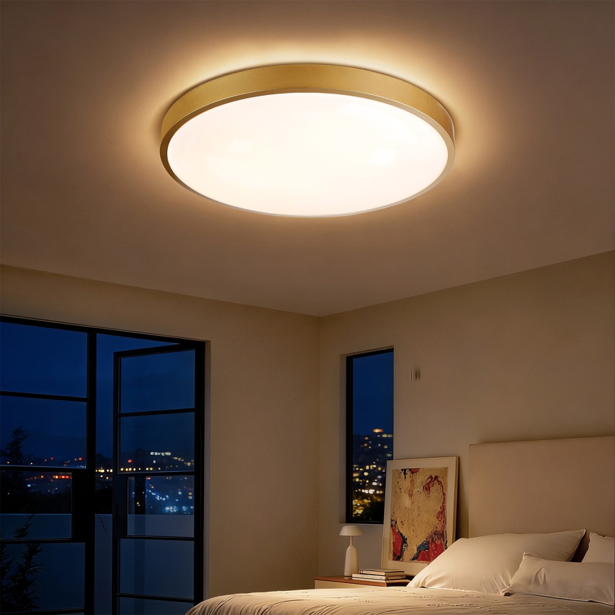 Brilagi - Luminária de teto LED dimerizável GLASS POOL DOUBLE LED/60W/230V 3000-6000K 50 cm dourada + comando remoto