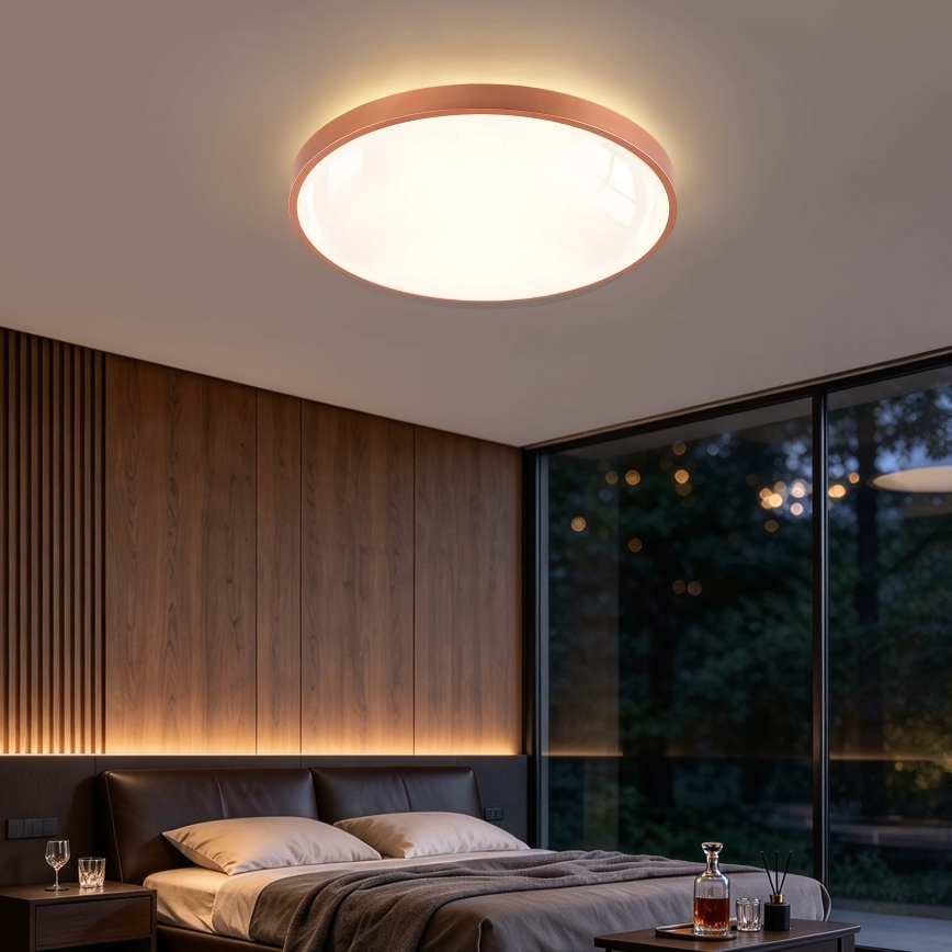 BRILAGI - Candeeiro de teto LED dimável GLASS POOL DOUBLE LED/80W/230V diâmetro 60 cm cobre + controlo remoto