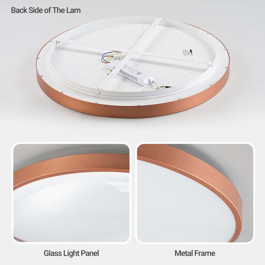 BRILAGI - Candeeiro de teto LED dimável GLASS POOL DOUBLE LED/80W/230V diâmetro 60 cm cobre + controlo remoto