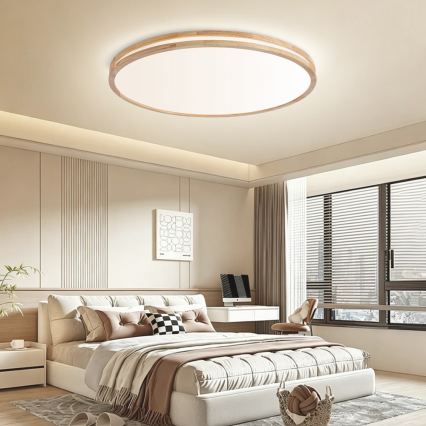 BRILAGI - Luminária de teto LED regulável MOLINA LED/128W/230V 3000-6000K carvalho, Ø 100 cm + controlo remoto