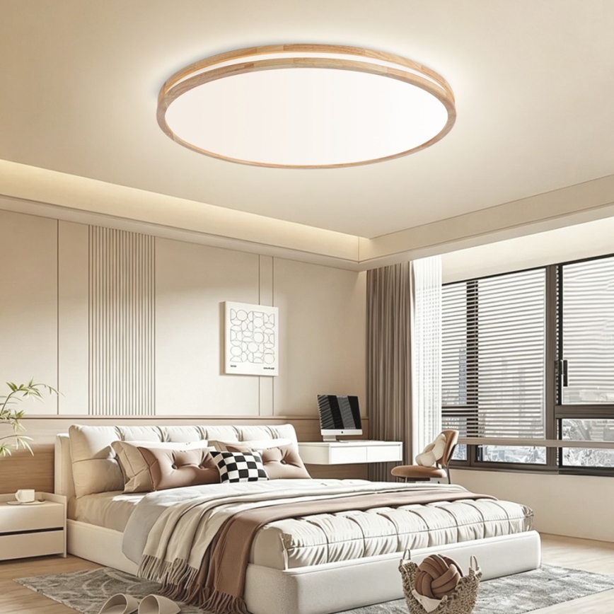 BRILAGI - Luminária de teto LED regulável MOLINA LED/128W/230V 3000-6000K carvalho, Ø 100 cm + controlo remoto