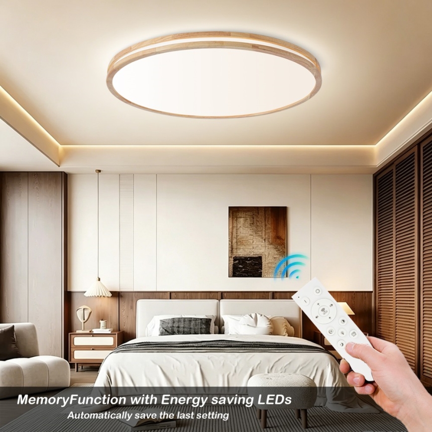 BRILAGI - Luminária de teto LED regulável MOLINA LED/128W/230V 3000-6000K carvalho, Ø 100 cm + controlo remoto