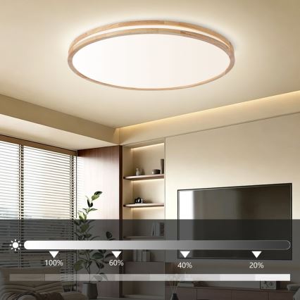 BRILAGI - Luminária de teto LED regulável MOLINA LED/128W/230V 3000-6000K carvalho, Ø 100 cm + controlo remoto