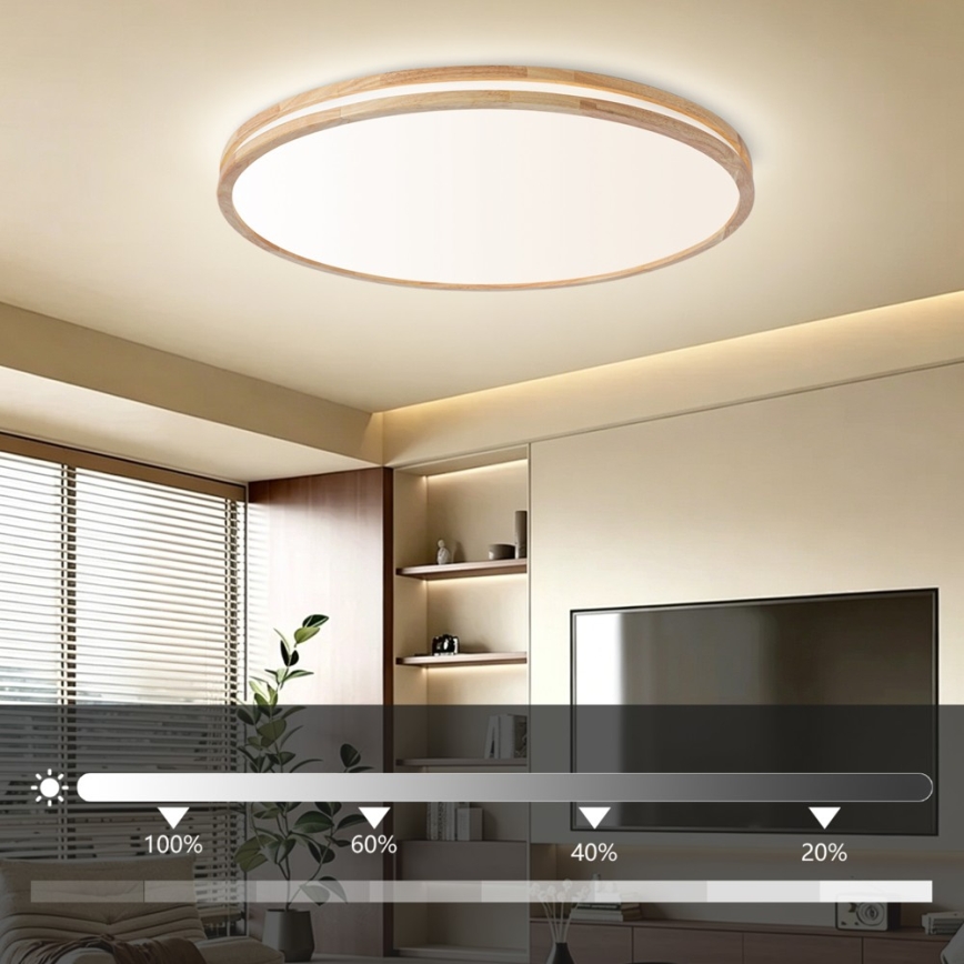 BRILAGI - Luminária de teto LED regulável MOLINA LED/128W/230V 3000-6000K carvalho, Ø 100 cm + controlo remoto