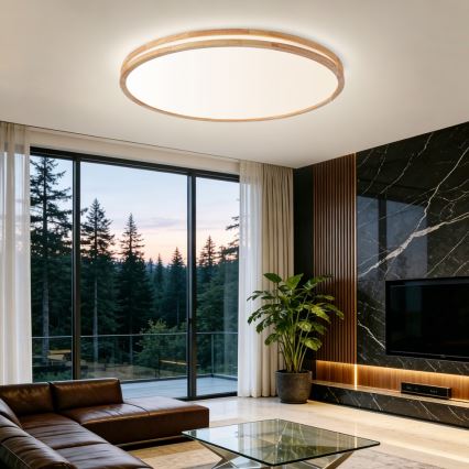 BRILAGI - Luminária de teto LED regulável MOLINA LED/128W/230V 3000-6000K carvalho, Ø 100 cm + controlo remoto