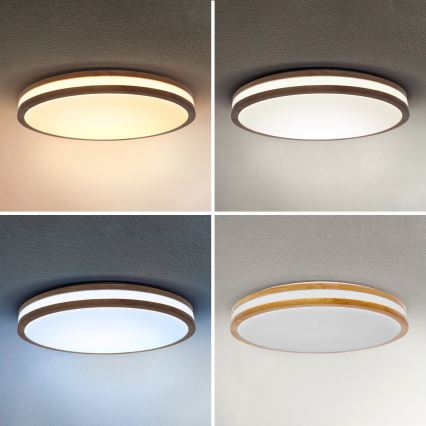 Brilagi - Luminária de teto LED regulável MOLINA LED/60W/230V 3000-6500K carvalho diâmetro 58 cm + controlo remoto