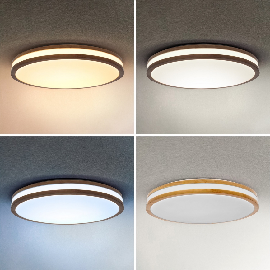 Brilagi - Luminária de teto LED regulável MOLINA LED/60W/230V 3000-6500K carvalho diâmetro 58 cm + controlo remoto