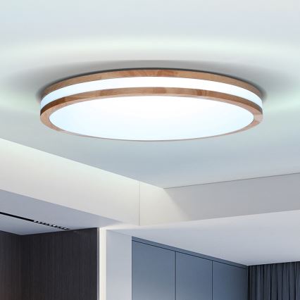 Brilagi - Luminária de teto LED regulável MOLINA LED/60W/230V 3000-6500K carvalho diâmetro 58 cm + controlo remoto