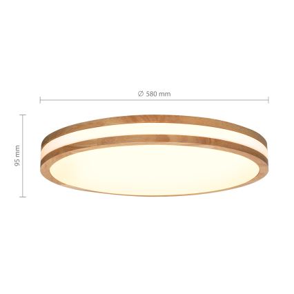 Brilagi - Luminária de teto LED regulável MOLINA LED/60W/230V 3000-6500K carvalho diâmetro 58 cm + controlo remoto
