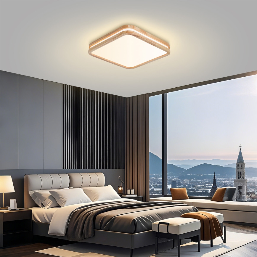 Brilagi - Luminária de teto LED regulável MOLINA SQUARE LED/48W/230V 3000-6000K carvalho 40x40 cm + controlo remoto