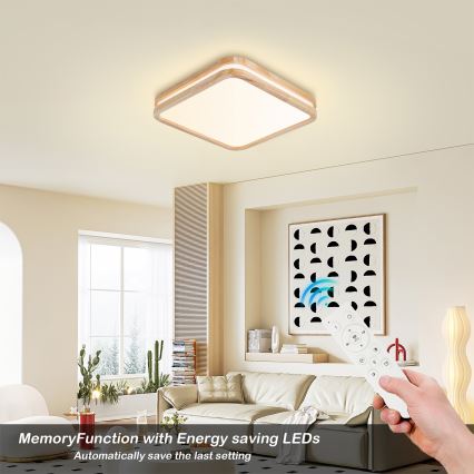 Brilagi - Luminária de teto LED regulável MOLINA SQUARE LED/48W/230V 3000-6000K carvalho 40x40 cm + controlo remoto
