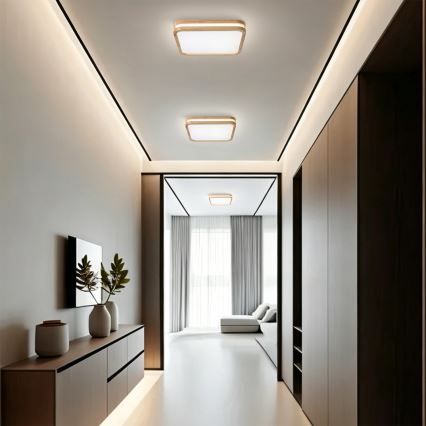 Brilagi - Luminária de teto LED regulável MOLINA SQUARE LED/48W/230V 3000-6000K carvalho 40x40 cm + controlo remoto