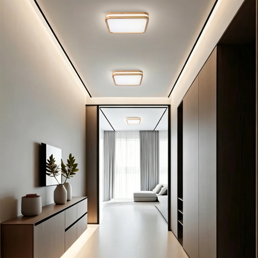 Brilagi - Luminária de teto LED regulável MOLINA SQUARE LED/48W/230V 3000-6000K carvalho 40x40 cm + controlo remoto