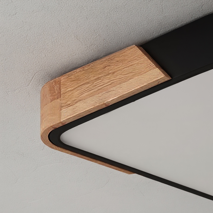 Brilagi - Luminária de teto LED dimerizável PILANA LED/60W/230V 3000-6500K carvalho/preto 56x56 cm + controlo remoto