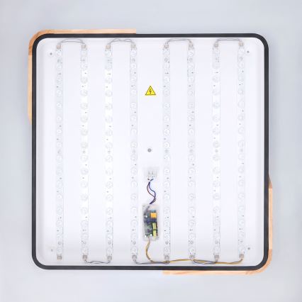 Brilagi - Luminária de teto LED dimerizável PILANA LED/60W/230V 3000-6500K carvalho/preto 56x56 cm + controlo remoto