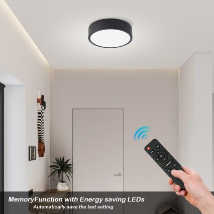 Brilagi - Candeeiro de teto LED dimerizável POOL LED/18W/230V 3000-6000K 20 cm preto + comando remoto