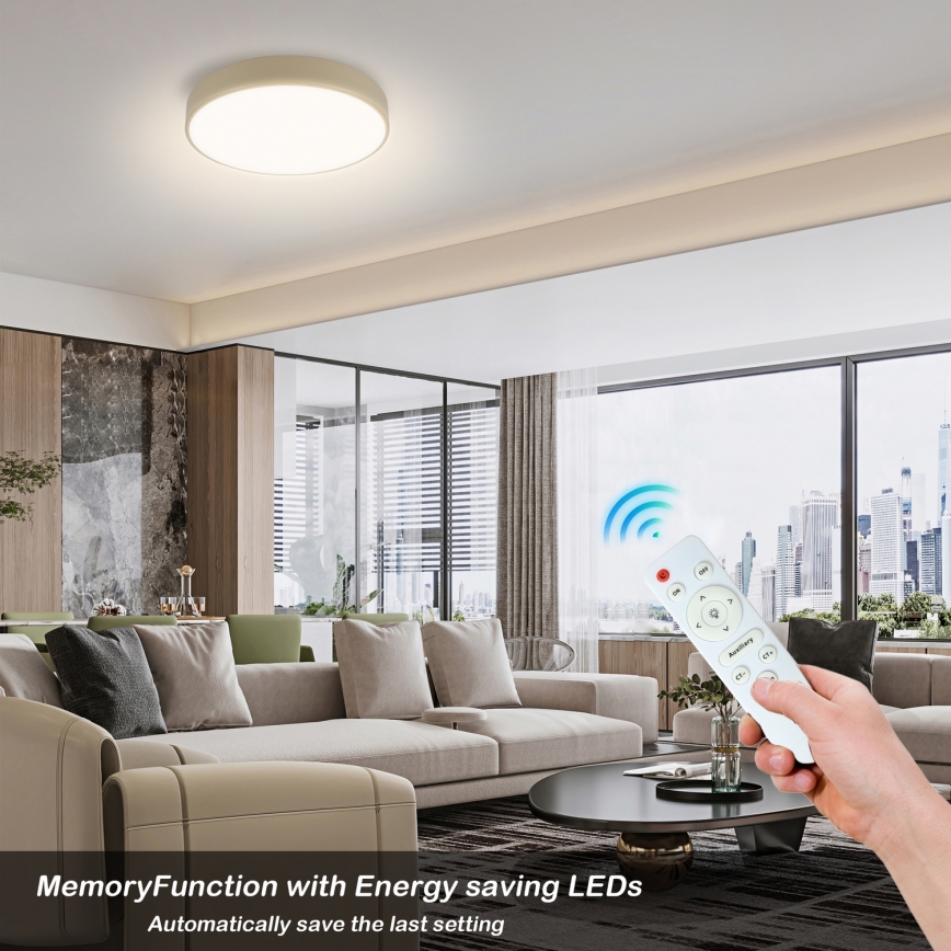 Brilagi - Candeeiro de tecto LED dimerizável POOL LED/36W/230V 3000-6000K Ø 30 cm bege + comando remoto