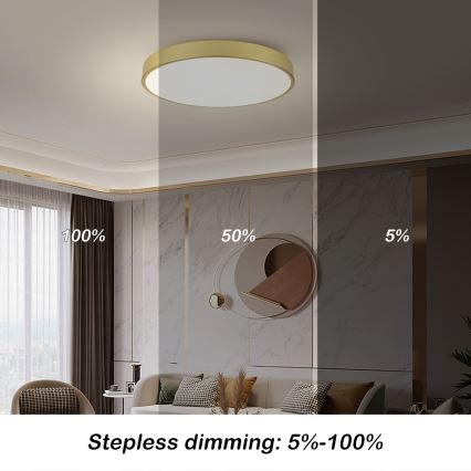 Brilagi - Candeeiro de teto LED dimerizável POOL SMART LED/100W/230V 3000-6000K 80 cm dourado Wi‑Fi Tuya + controlo remoto