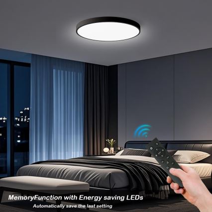Brilagi - Luminária de teto dimerizável POOL SMART LED/100W/230V 3000-6000K diâmetro 80 cm Wi-Fi Tuya preta + controlo remoto
