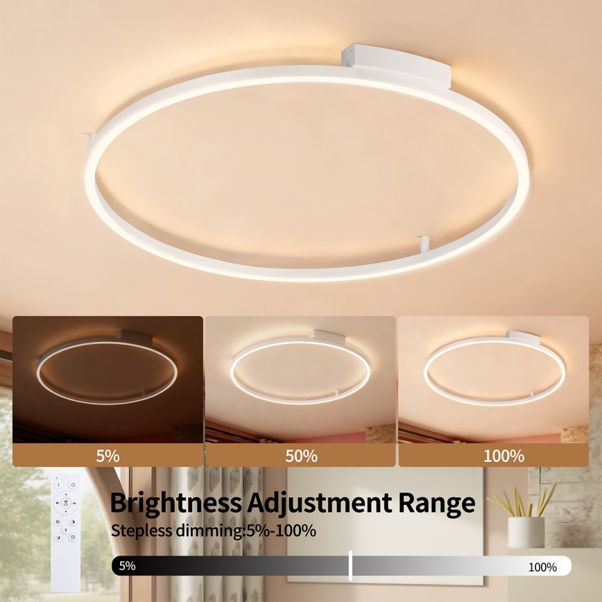 Brilagi - Candeeiro de tecto LED dimerizável PORTOFINO LED/60W/230V 3000–6000K diâmetro 80 cm branco + comando à distância