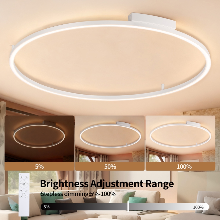 Brilagi - Candeeiro de tecto LED dimerizável PORTOFINO LED/85W/230V 3000-6000K Ø 120 cm branco + controlo remoto