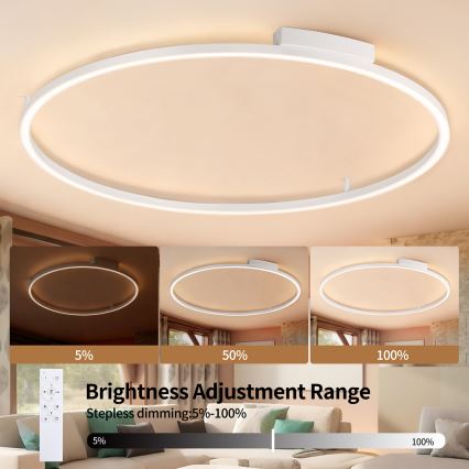 Brilagi - Luminária de teto LED dimável PORTOFINO LED/85W/230V 3000-6000K Ø 120 cm branca + comando remoto