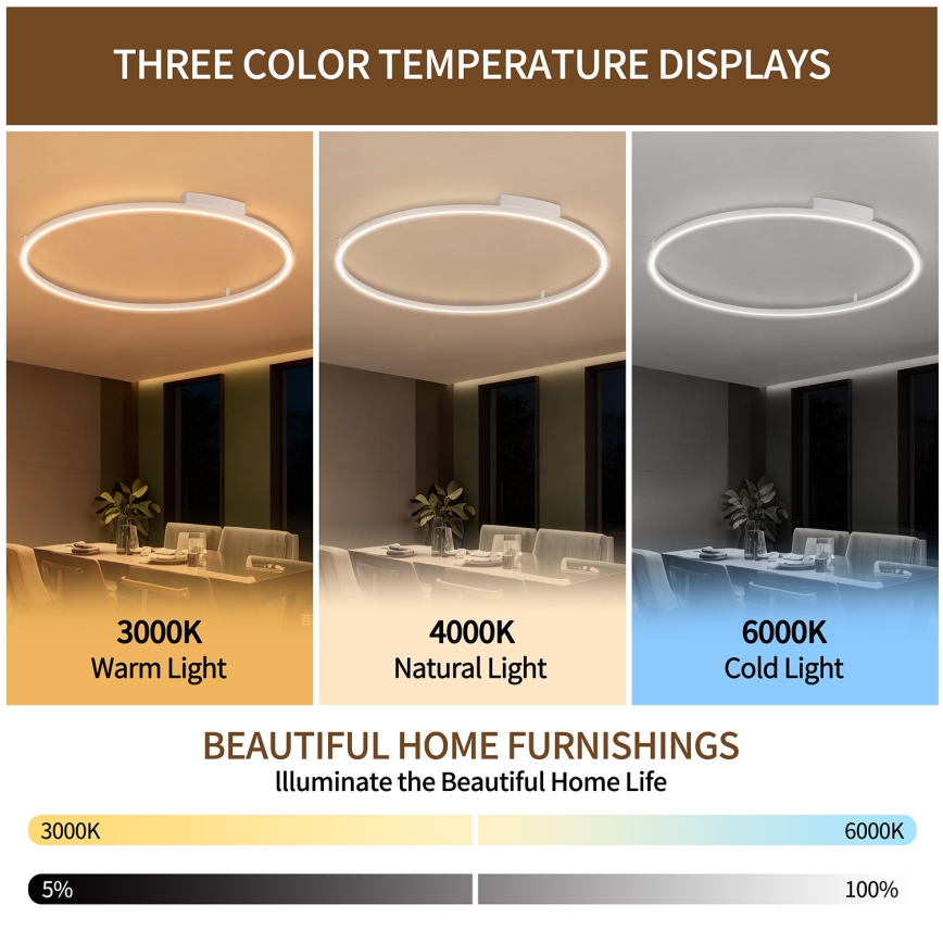 Brilagi - Luminária de teto LED dimável PORTOFINO LED/85W/230V 3000-6000K Ø 120 cm branca + comando remoto