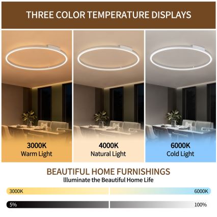 Brilagi - Luminária de teto LED dimerizável PORTOFINO LED/85W/230V 3000-6000K Ø 120 cm prateada + comando remoto