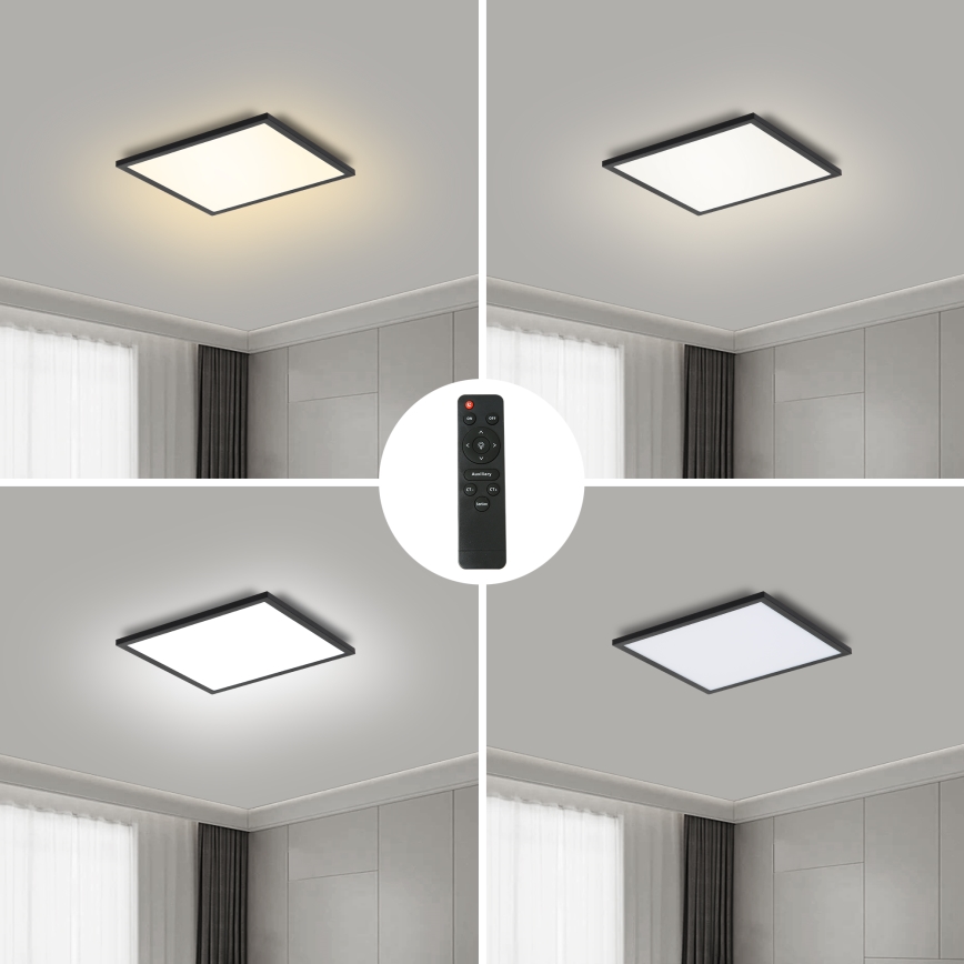 Brilagi - Candeeiro de teto LED dimerizável SLIMFRAME LED/25W/230V 30x30 cm 3000-6000K preto + controlo remoto