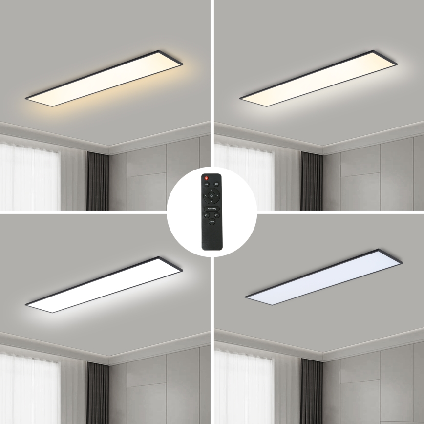 Brilagi - Luminária de teto LED regulável SLIMFRAME LED/58W/230V 120x30 cm 3000-6000K preta + controlo remoto