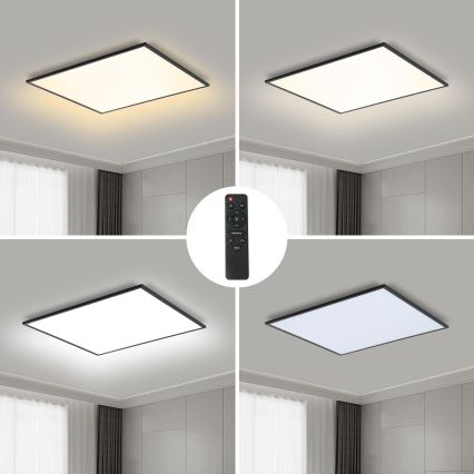 Brilagi - Candeeiro de teto LED regulável SLIMFRAME LED/58W/230V 60x60 cm 3000-6000K preto + comando remoto